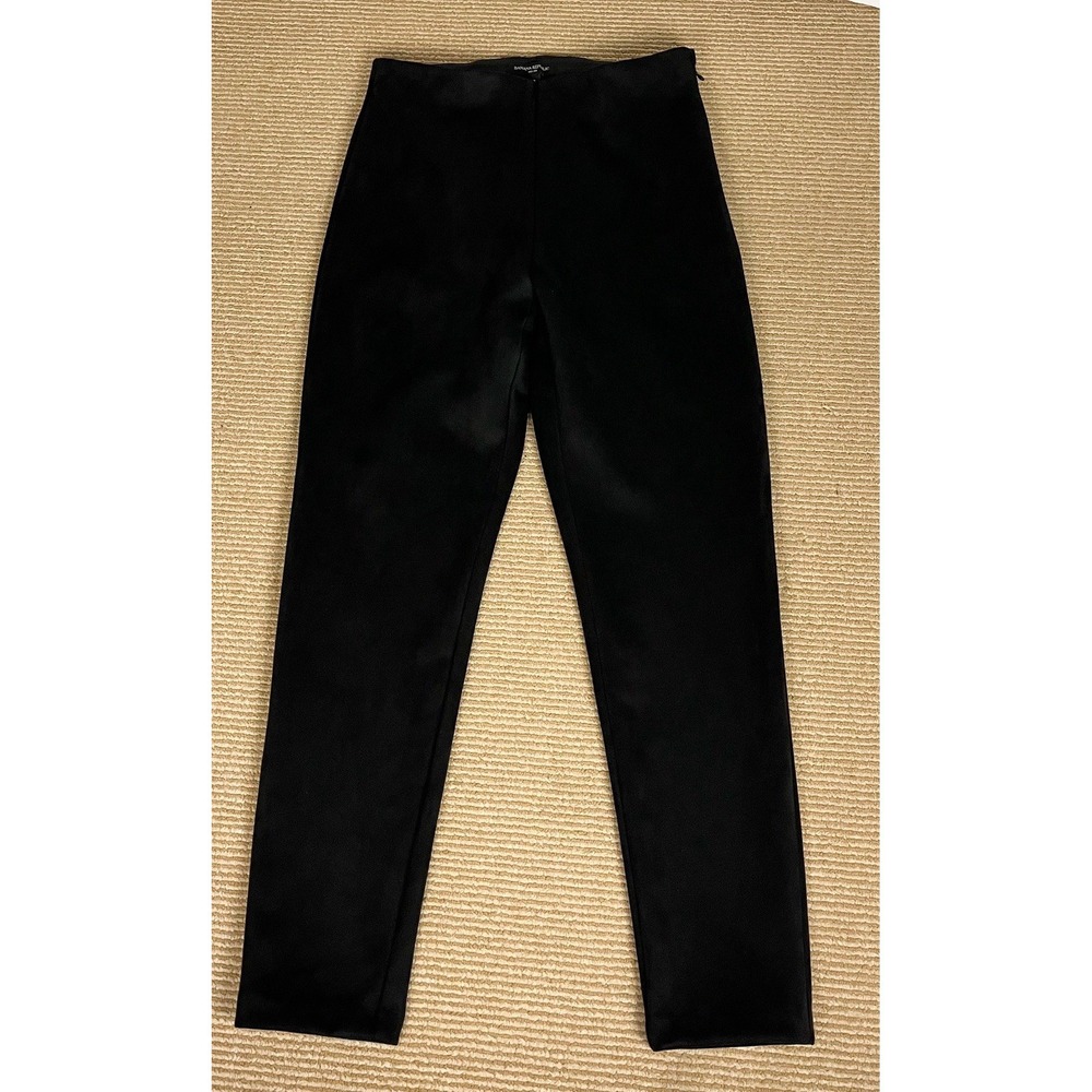 Banana Republic Size 8 Women Devon Pants‎ High Rise Black Faux Suede Inseam 27" - Picture 2 of 14